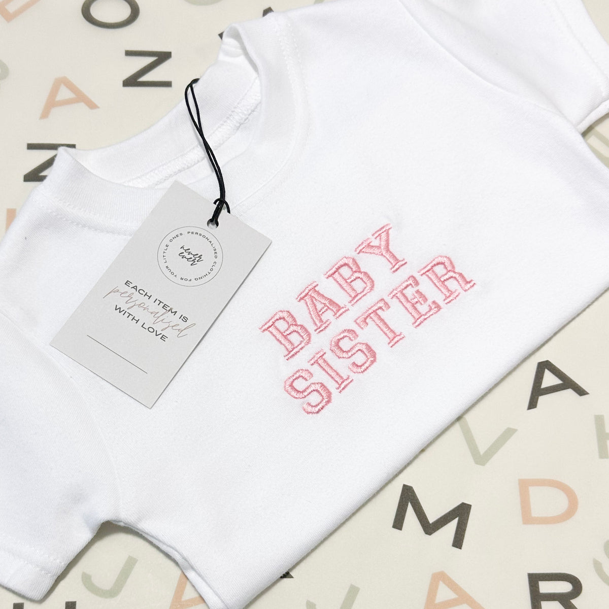 Baby Personalised Sibling T-Shirt – Never Ever